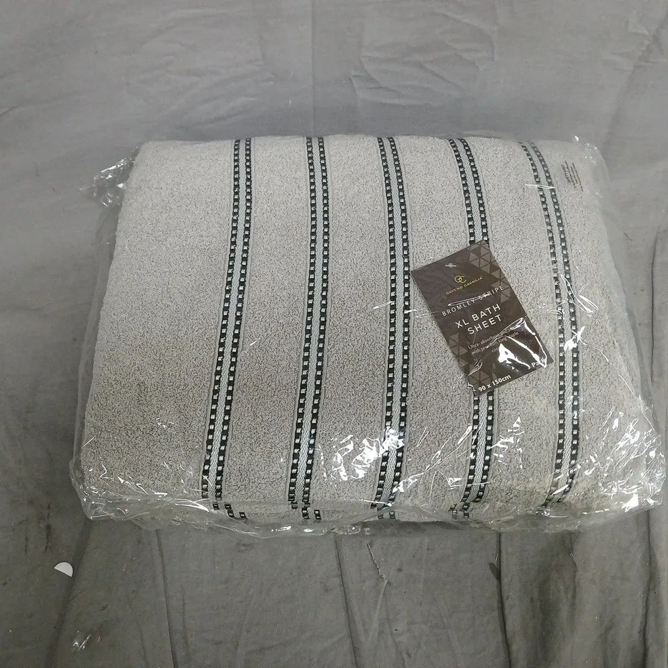 GAVENO CAVAILA BROMLEY STRIPE XL BATH SHEET 3 PACK IN GREY