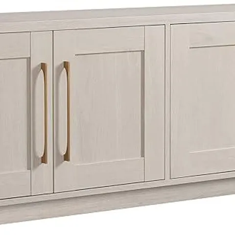BOXED HENN&HART RECTANGULAR TV STAND FOR TV'S UP TO 75" - ALDER WHITE FINISH (1 BOX)