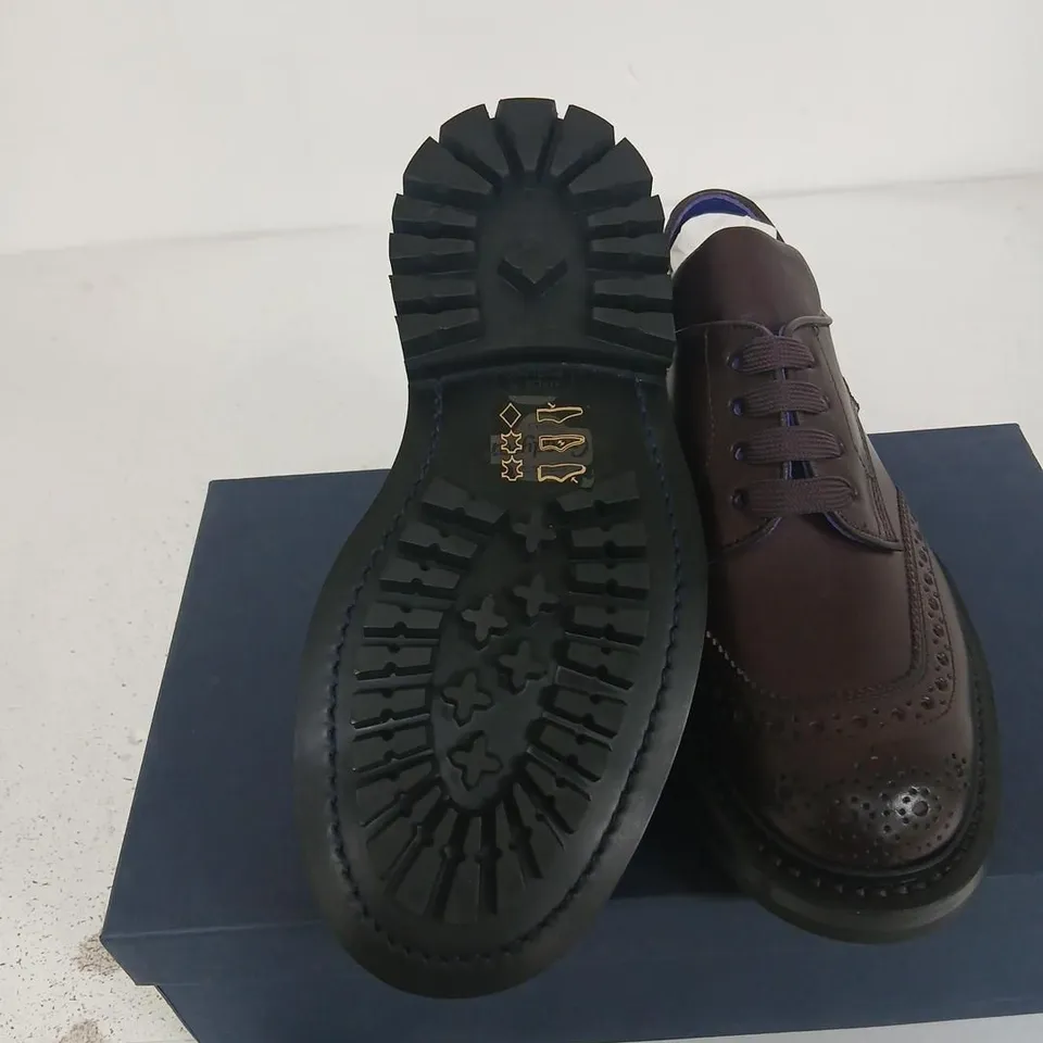 BURBERRY TRICKER'S DERBY SHOES – BROWN LEATHER, BROGUE DETAILING, RUBBER SOLE (UK SIZE 3)