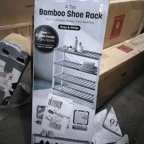 BOXED 4 TIER BAMBOO SHOE RACK