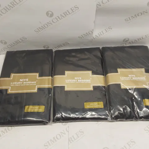 BOX OF APPROXIMATELY 3X BRAND NEW NIYS LUXURY 100% EGYPTIAN COTTON KING SIZED BLACK FITTED SHEET