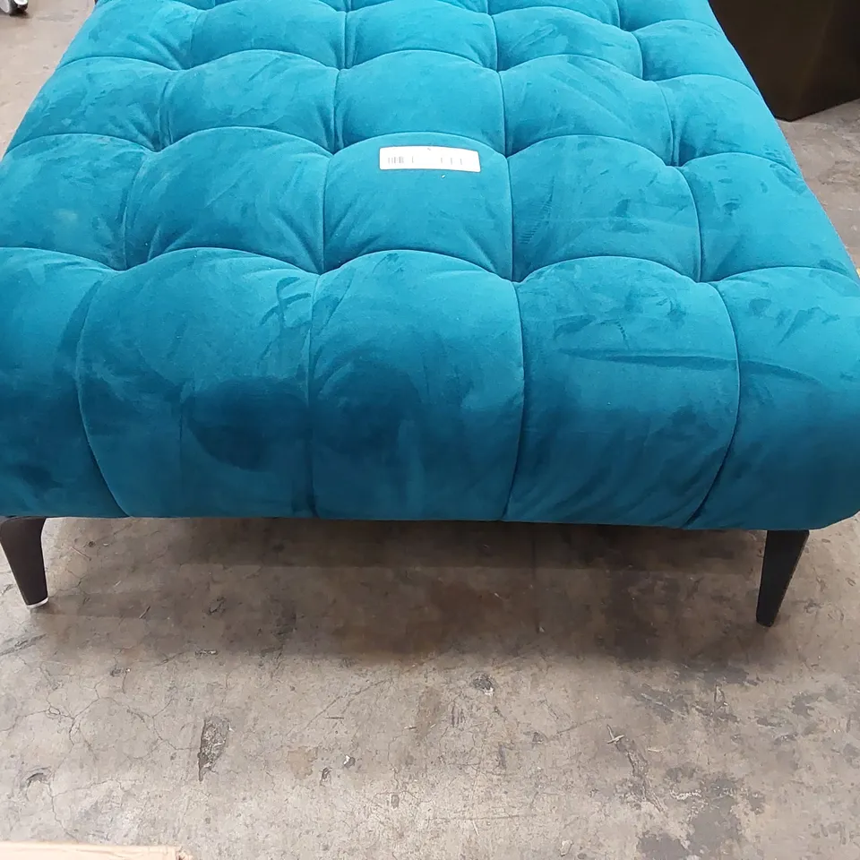 DESIGNER TEAL VELVET MONTREAL FOOTSTOOL (1 ITEM)