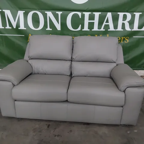 QUALITY BRITISH DESIGNER G PLAN TWO SEATER SOFA GREY LEATHER