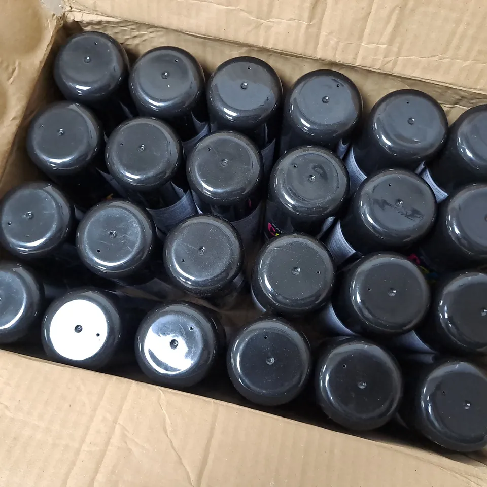 APPROXIMATELY 24 PAINT FACTORY COLOUR IT QUICK DRYING SPRAY PAINT IN JET BLACK 250ML 