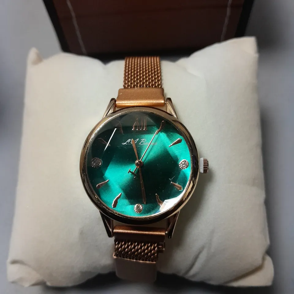 LADIES L.A BANUS GREEN DIAL ROSE GOLD LOOK WATCH IN GIFT BOX