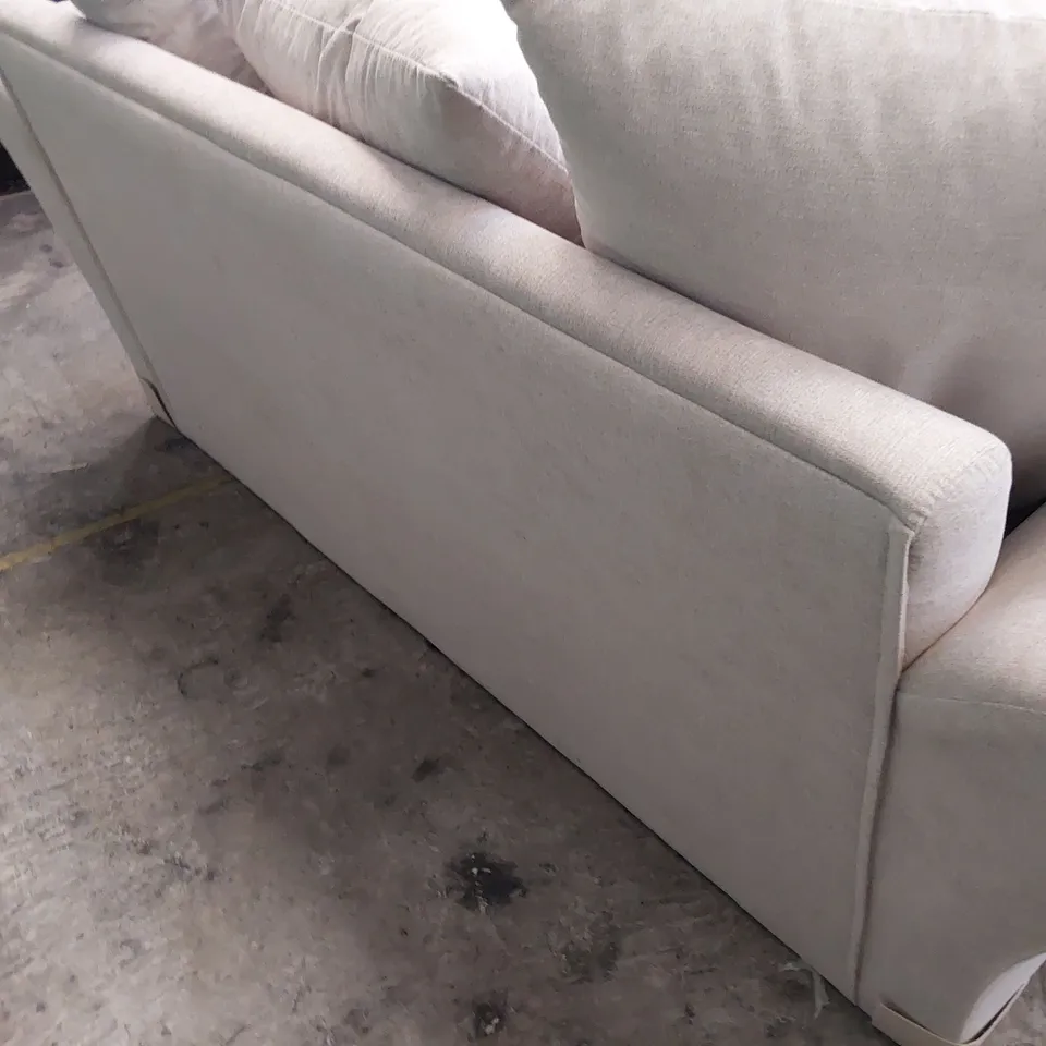DESIGNER TWO SEATER SOFA WITH SCATTER CUSHIONS NATURAL FABRIC 