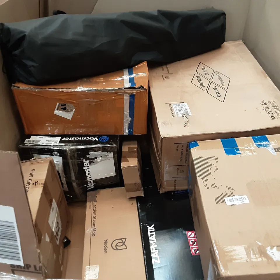 PALLET OF ASSORTED PRODUCTS INCLUDING STOREMIC TOILET SEAT, COSTWAY, MOOLAN MULTI-FUNCTION STEAM MOP, WOODEN SLANT BOARD, HOMIDEC, VACMASTER