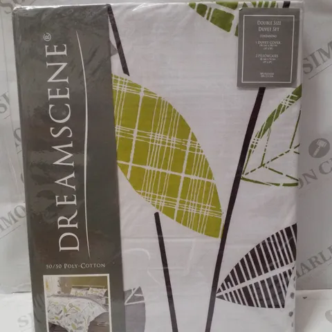 BRAND NEW DREAMSCENE ALLIUM DOUBLE 198×198CM DUVET COVER SET - GREEN/GREY