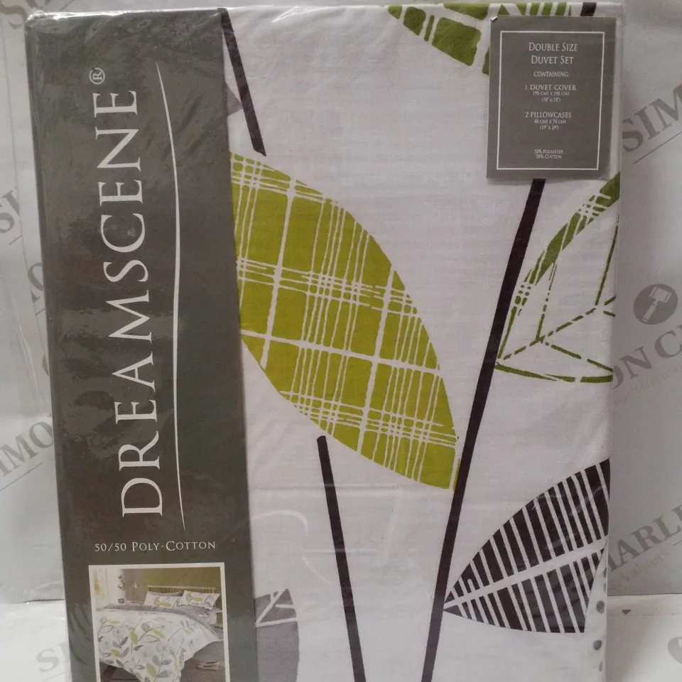 BRAND NEW DREAMSCENE ALLIUM DOUBLE 198×198CM DUVET COVER SET - GREEN/GREY