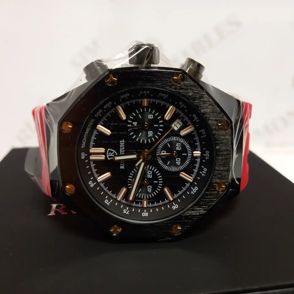 RUCKSTUHL CHRONOGRAPH STYLE RUBBER STRAP WATCH