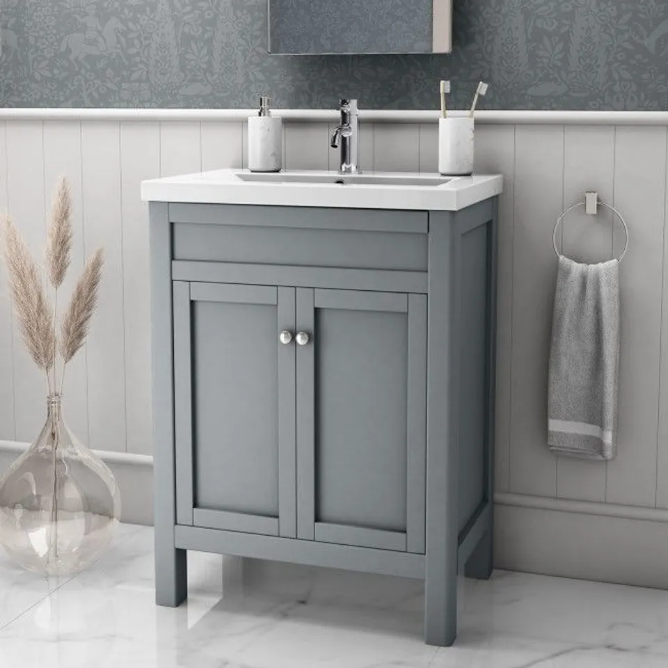 BRAND AVEBURY 600MM VANITY UNIT MATT GREY 
