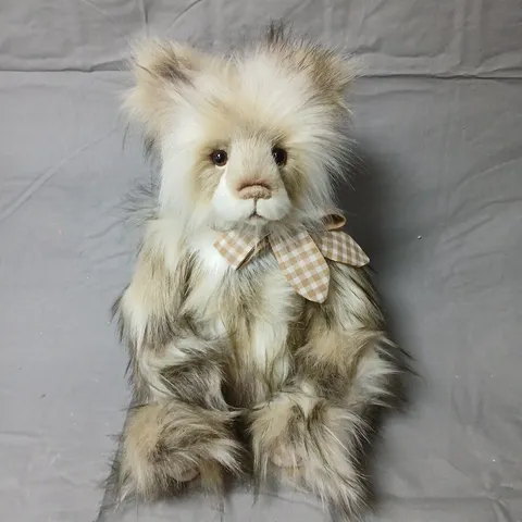 CHARLIE BEAR ASHDOWN FLUFFY PLUSH WITH CHECKERED BOW