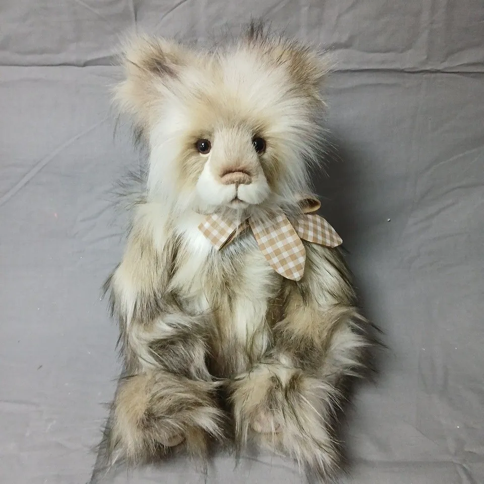 CHARLIE BEAR ASHDOWN FLUFFY PLUSH WITH CHECKERED BOW