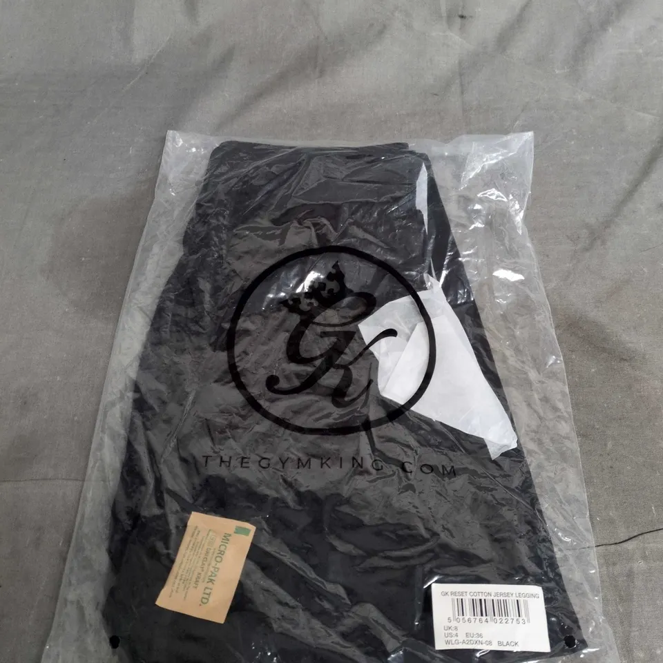 THE GYM KING GK RESET COTTON JERSEY LEGGINGS – BLACK, UK 8