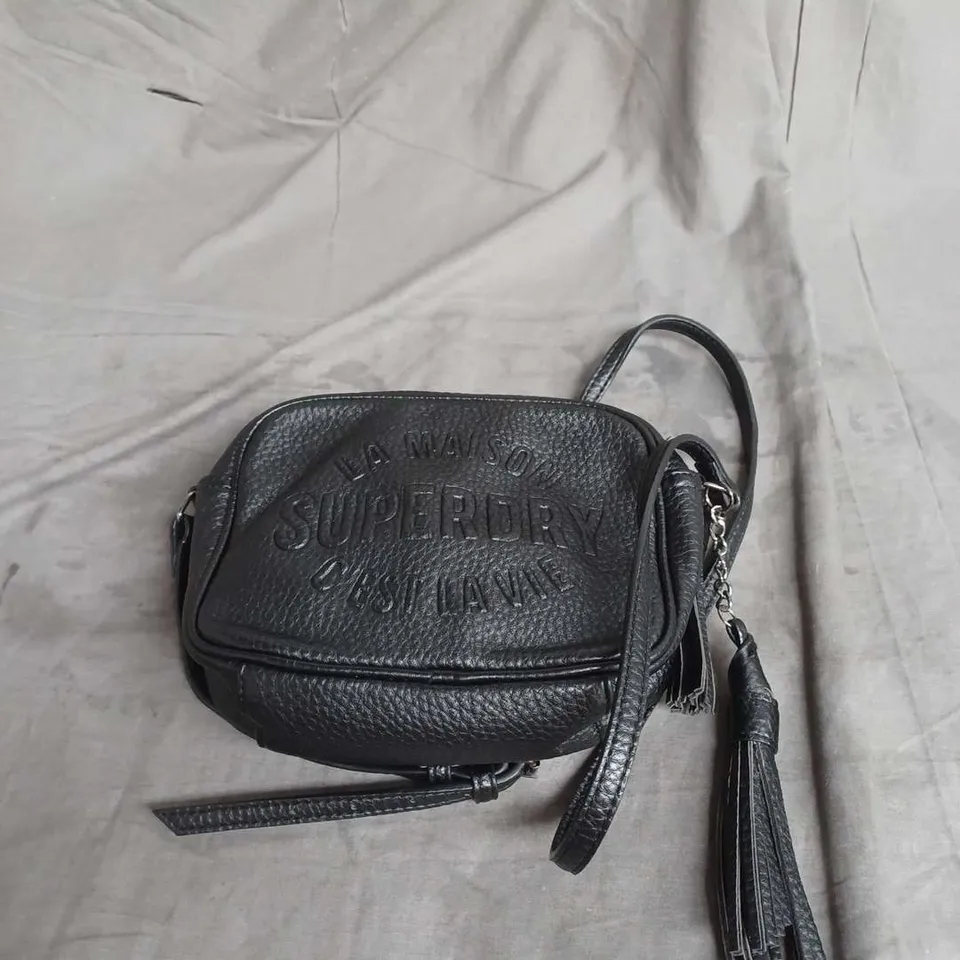 SUPERDRY TASSEL CROSSBODY BAG IN BLACK 