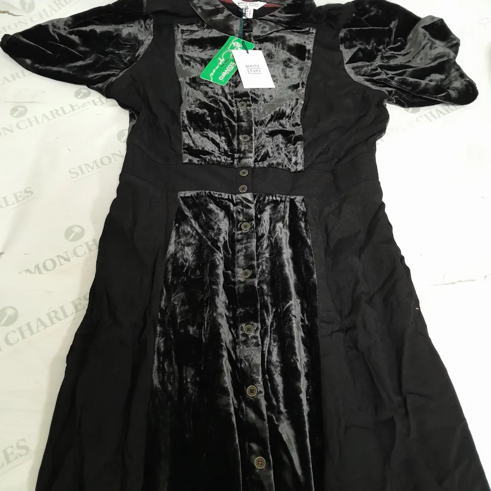 WHITE STUFF BLACK WILLOW VELVET SHIRT DRESS - UK 10R