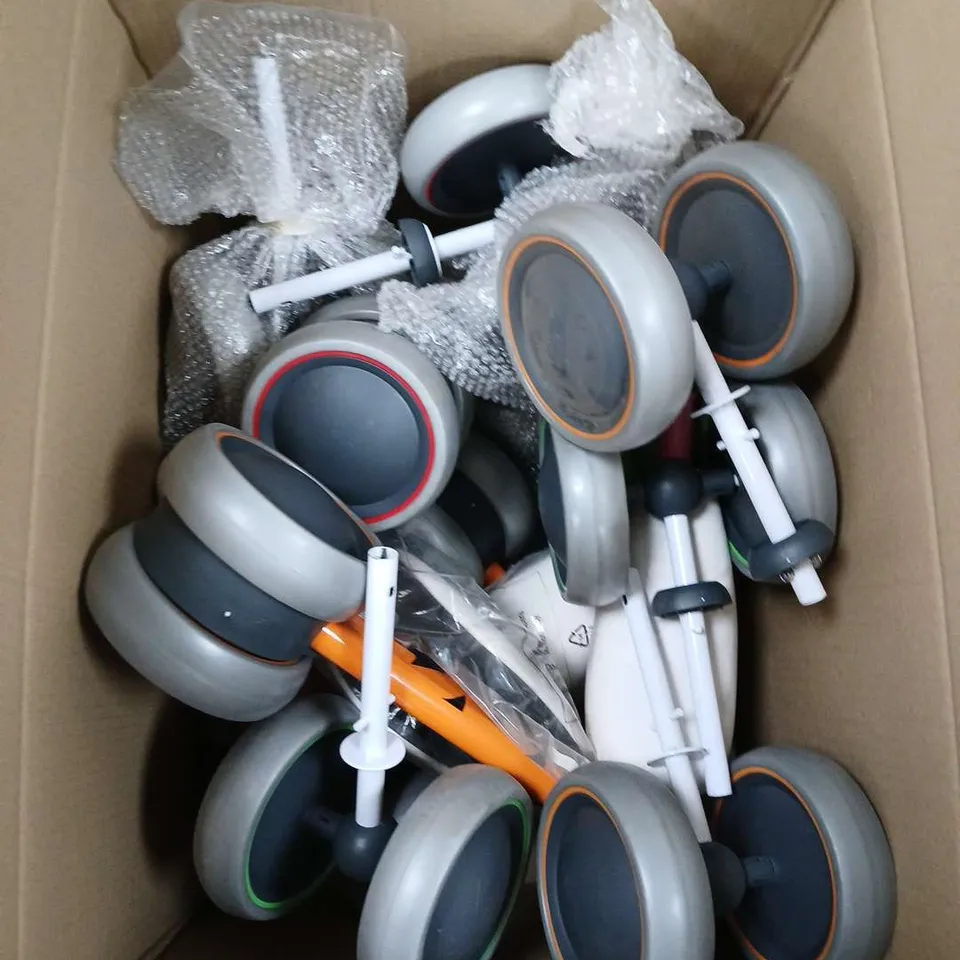 LARGE BOX OF ASSORTED WHEELS FOR CHILDRENS BIKE