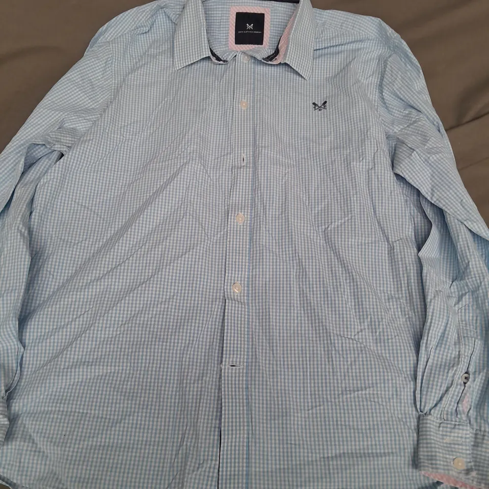 CREW CLOTHING CLASSIC FIT CHECKERED SHIRT IN BLUE/WHITE - LARGE
