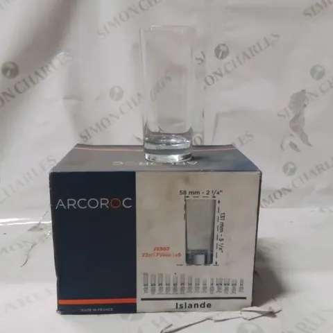 BOXED ARCOROC ISLANDE HI GLASSES APPROXIMATELY 6