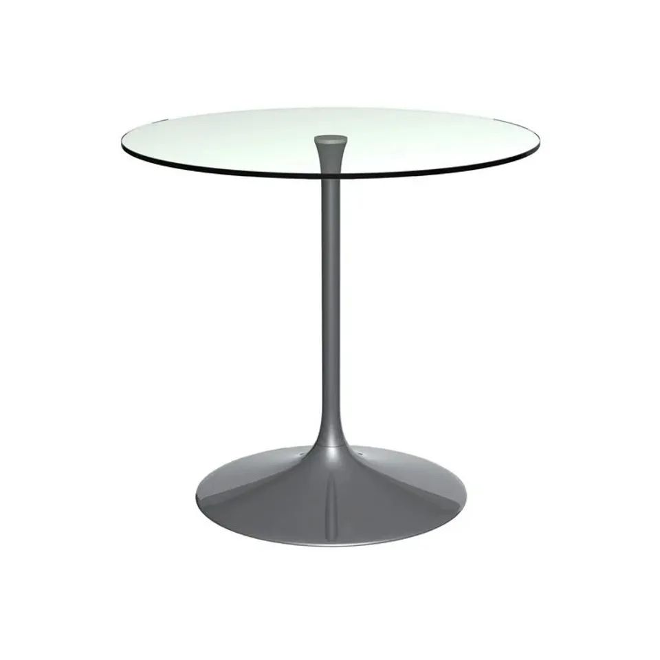 BOXED CLARKE COUNTY ROUND GLASS TOP METAL BASE DINING TABLE (3 BOXES)