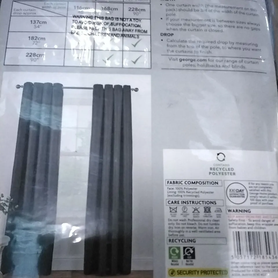 BOX OF 8 PAIRS BRAND NEW EYELET TEXTURED WEAVE CURTAINS CHARCOAL 168×137CM