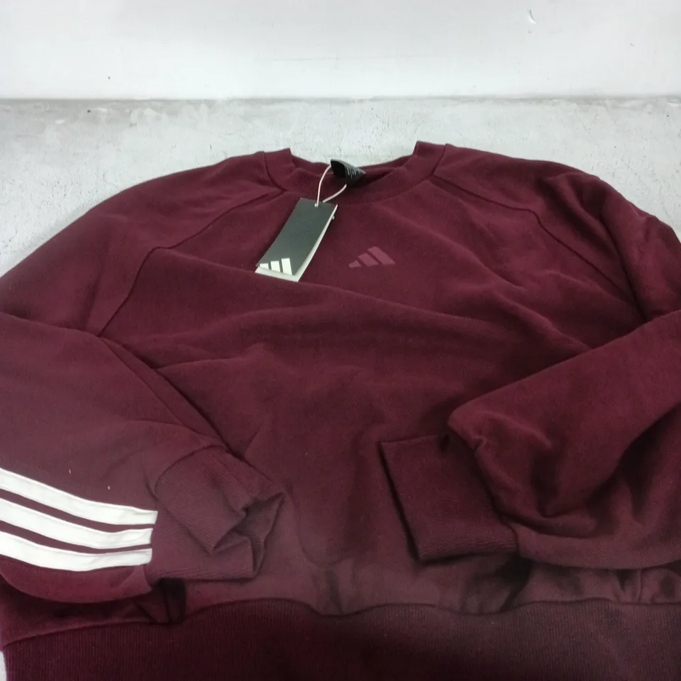 ADIDAS BURGUNDY SWEATSHIRT, UK SIZE L