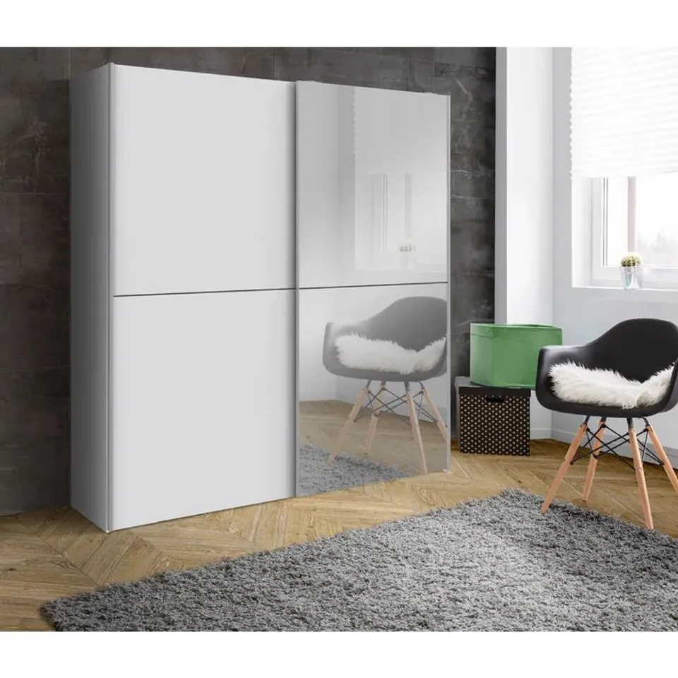 BOXED KORAN 2 DOOR MANUFACTURED WOOD WARDROBE (2 BOXES)