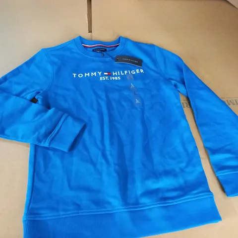 TOMMY HILFIGER BLUE CREW NECK JUMPER - L/G 12-14