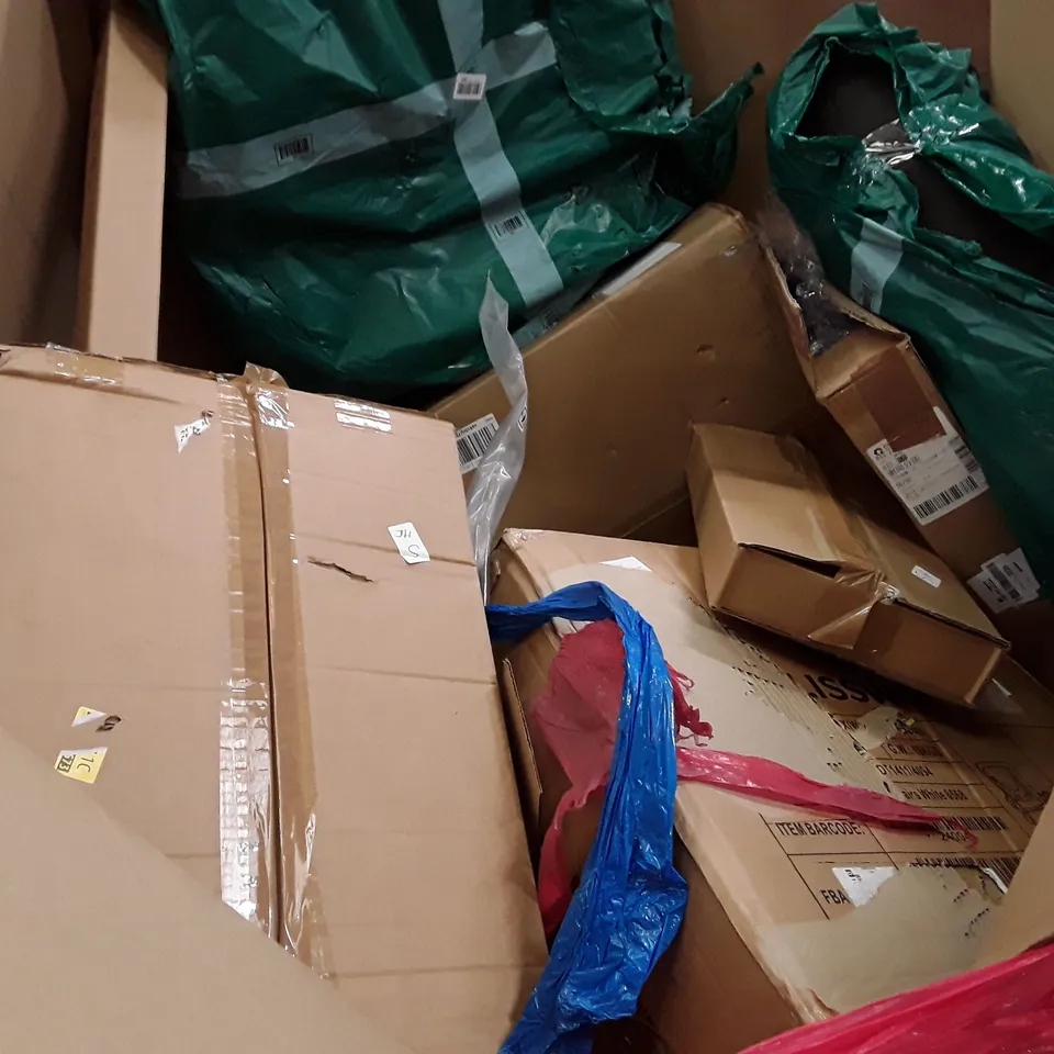 PALLET OF ASSORTED PRODUCTS INCLUDING OFFICE CHAIR, KIDS SCOOTER, MOOLAN STEAM MOP, TOMATO CAGES