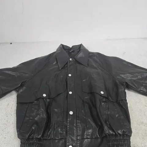 CIDER BLACK LEATHER-LOOK JACKET – SIZE S (UK)