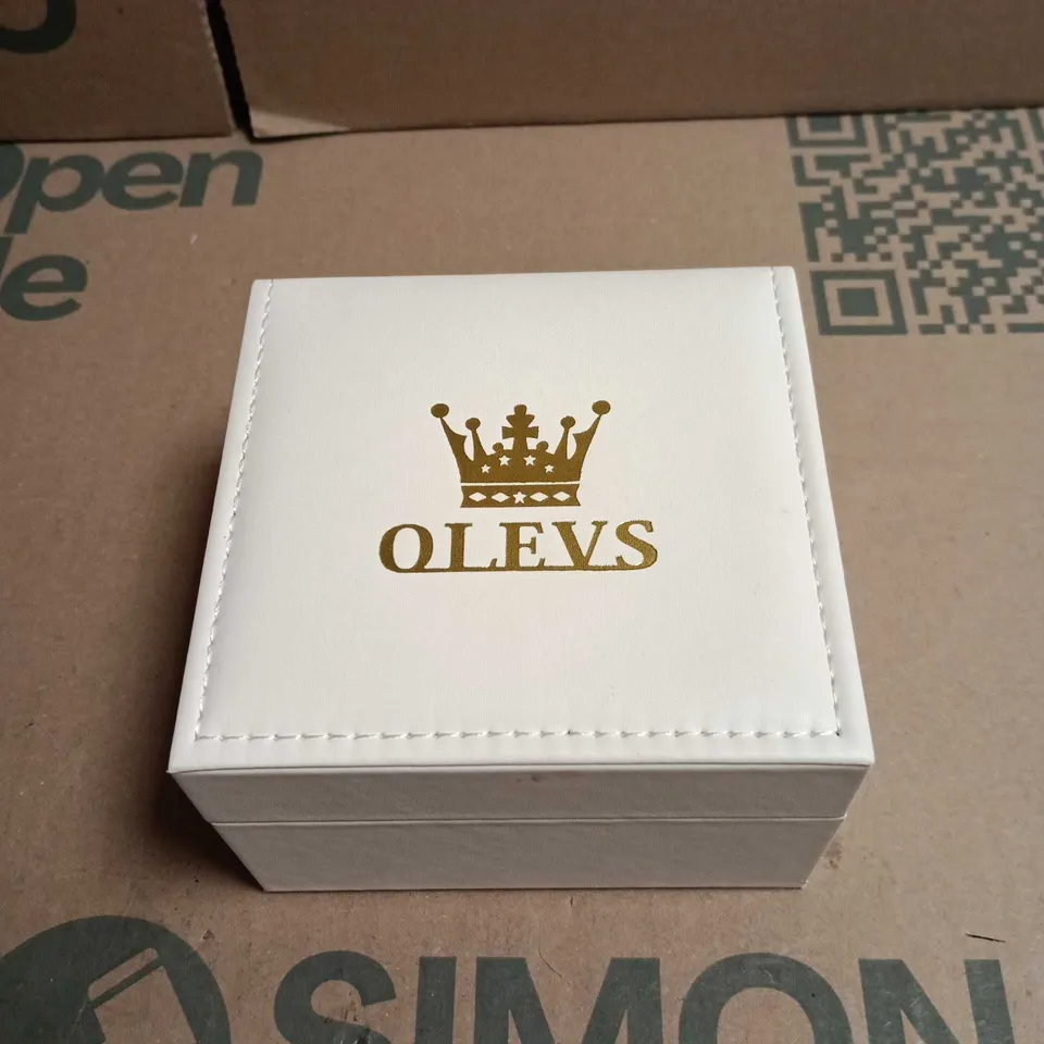 OLEVS MECHANICAL WATCH – BLUE DIAL, STAINLESS STEEL BRACELET, BOXED 