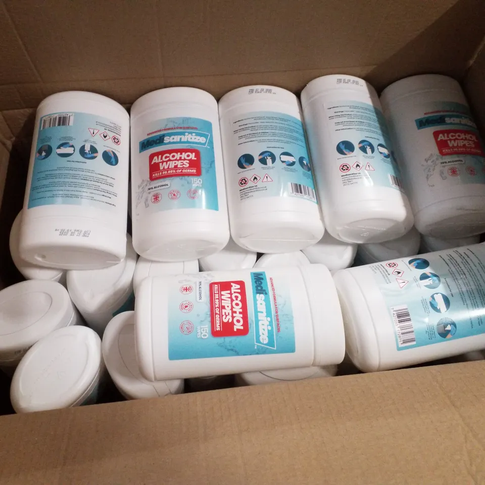 BOX OF APPROXIMATELY 30 MEDISANITIZE ANTI-BACTERIAL ALCOHOL WIPES (EXPIRED 2023)