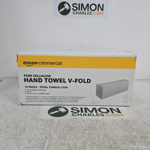 AMAZON COMMERCIAL PURE CELLULOSE HAND TOWEL V FOLD 15 PACKS IN BOX (210 TOWELS PER PACK)