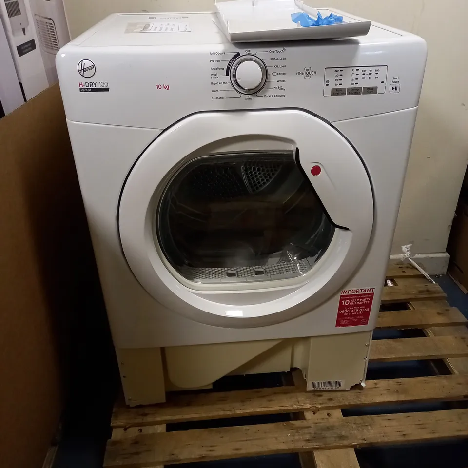 HOOVER HLEV10LG FREESTANDING VENTED TUMBLE DRYER, SENSOR DRY, 10 KG LOAD, WHITE