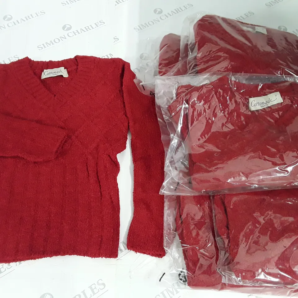 LOT OF 6 COTTONADE V-NECK JUMPERS - VARIOUS SIZES 