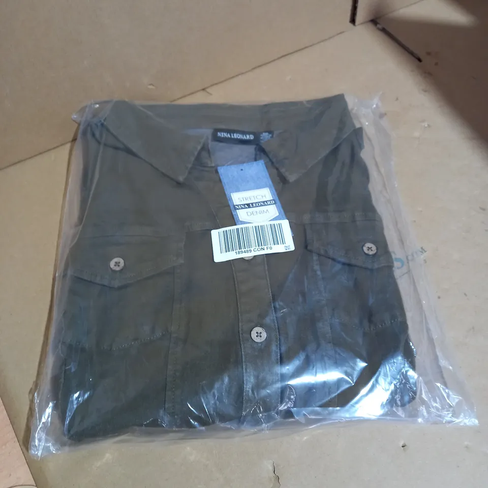 4x BRAND NEW NINA LEONARD ELBOW SLEEVE BUTTON UP STRETCH DENIM DRESS 3XL