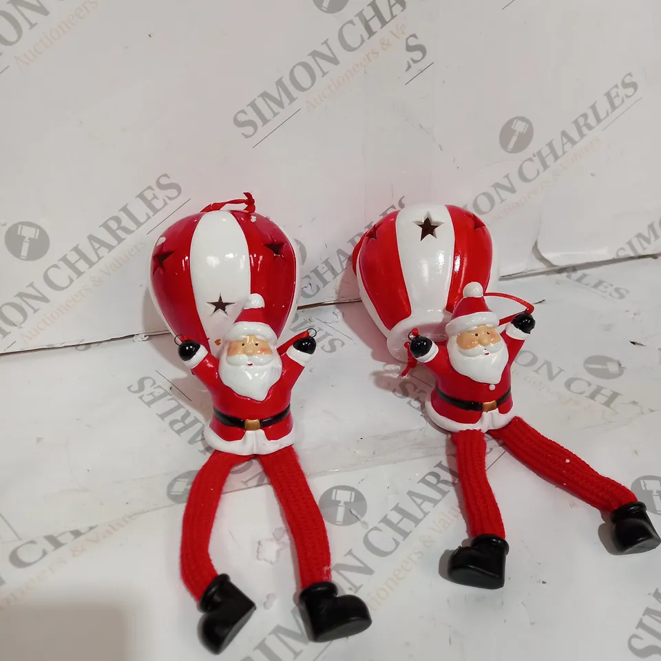 SANTAS EXPRESS SET OF PRELIT PARACHUTING SANTA DANGLY LEGS