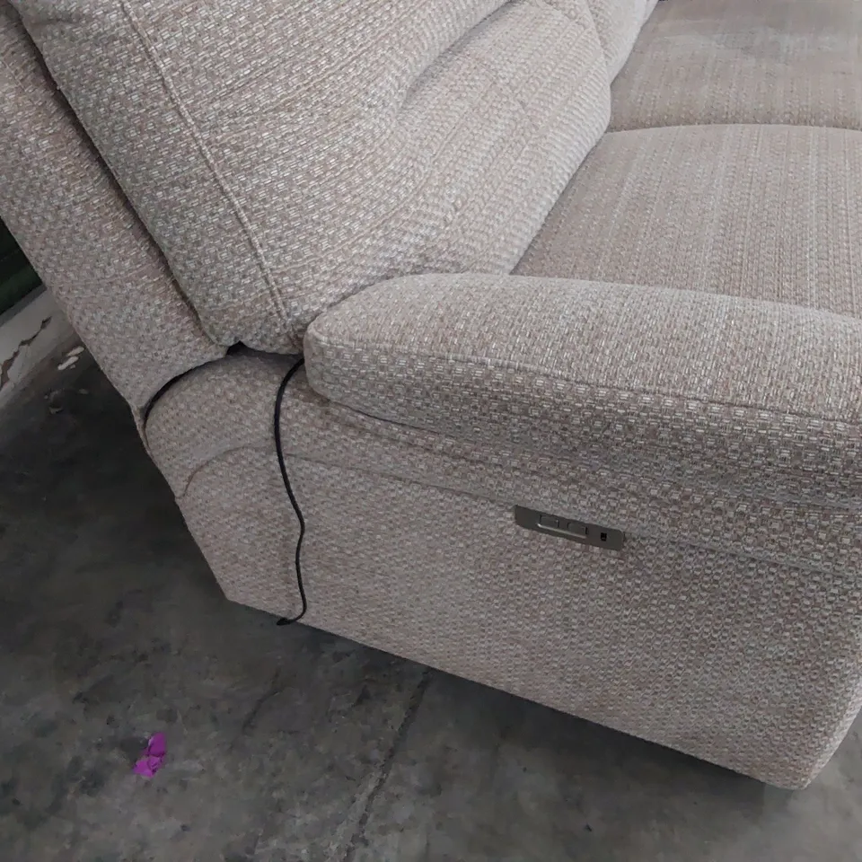 QUALITY BRITISH DESIGNER G PLAN SEATTLE POWER RECLINING THREE SEATER SOFA HOPSACK ROSE FABRIC