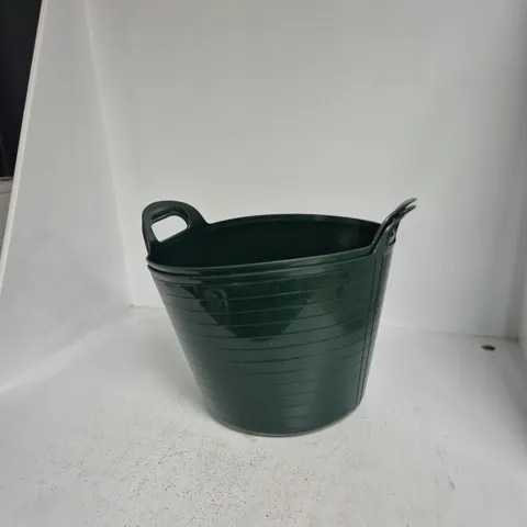 2X GREEN PLASTIC GARDEN BUCKET WITH TWIN HANDLES