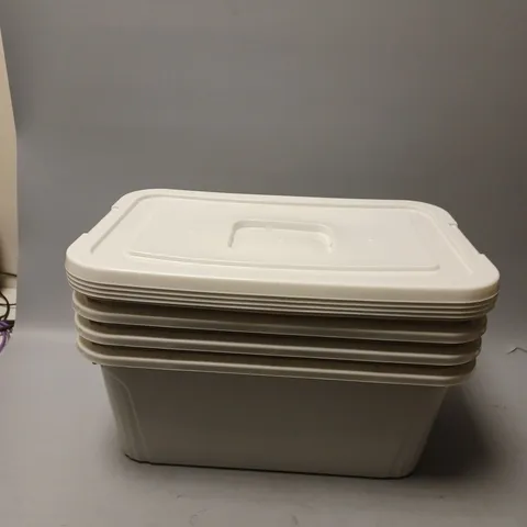 SET OF 4 UNBRANDED WHITE STORAGE PLASTIC TUBS
