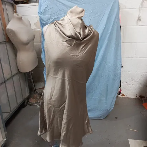 ZARA WOMEN'S DRESS – SATIN TAUPE, XL (EUR/USA) – MADE IN MOROCCO