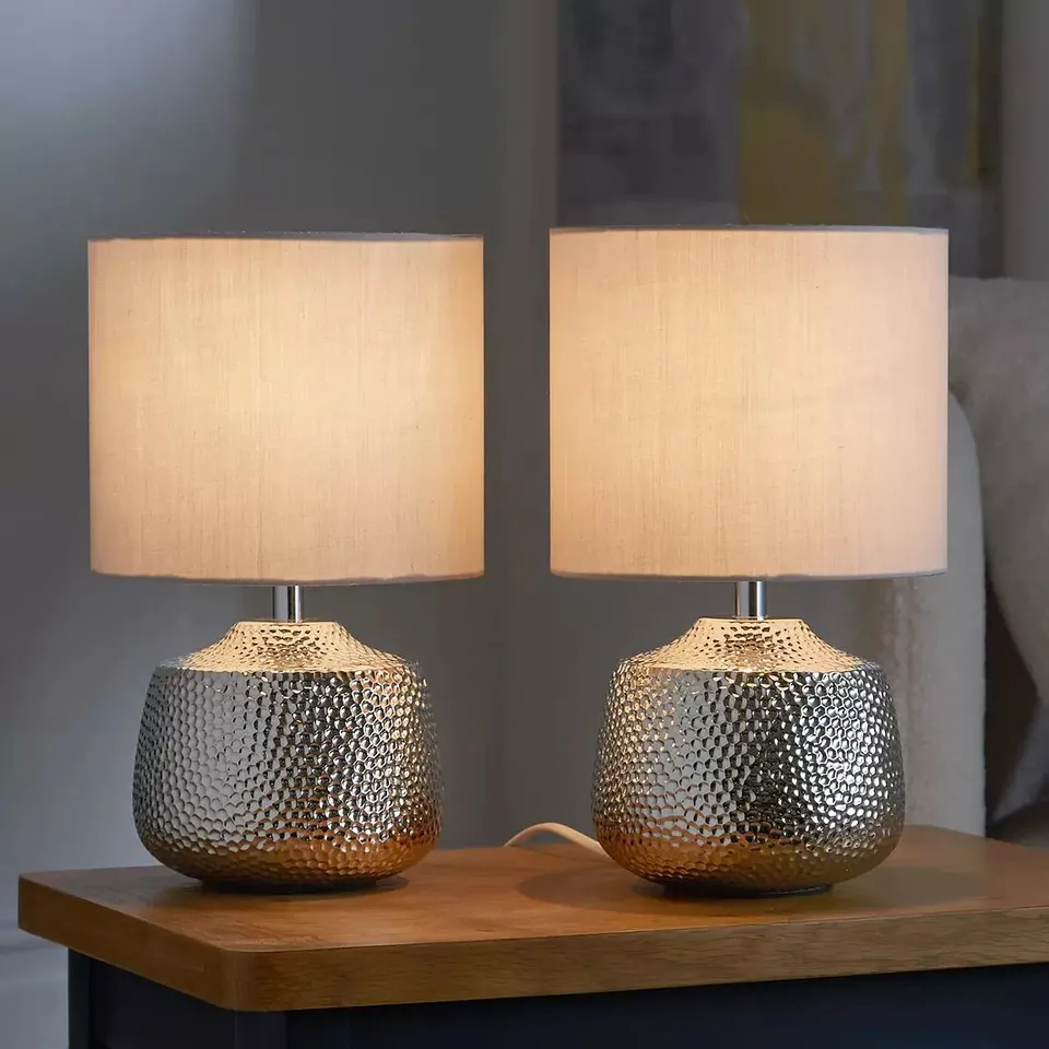 SET OF 2 HAMMER METAL TOUCH TABLE LAMPS  RRP £55