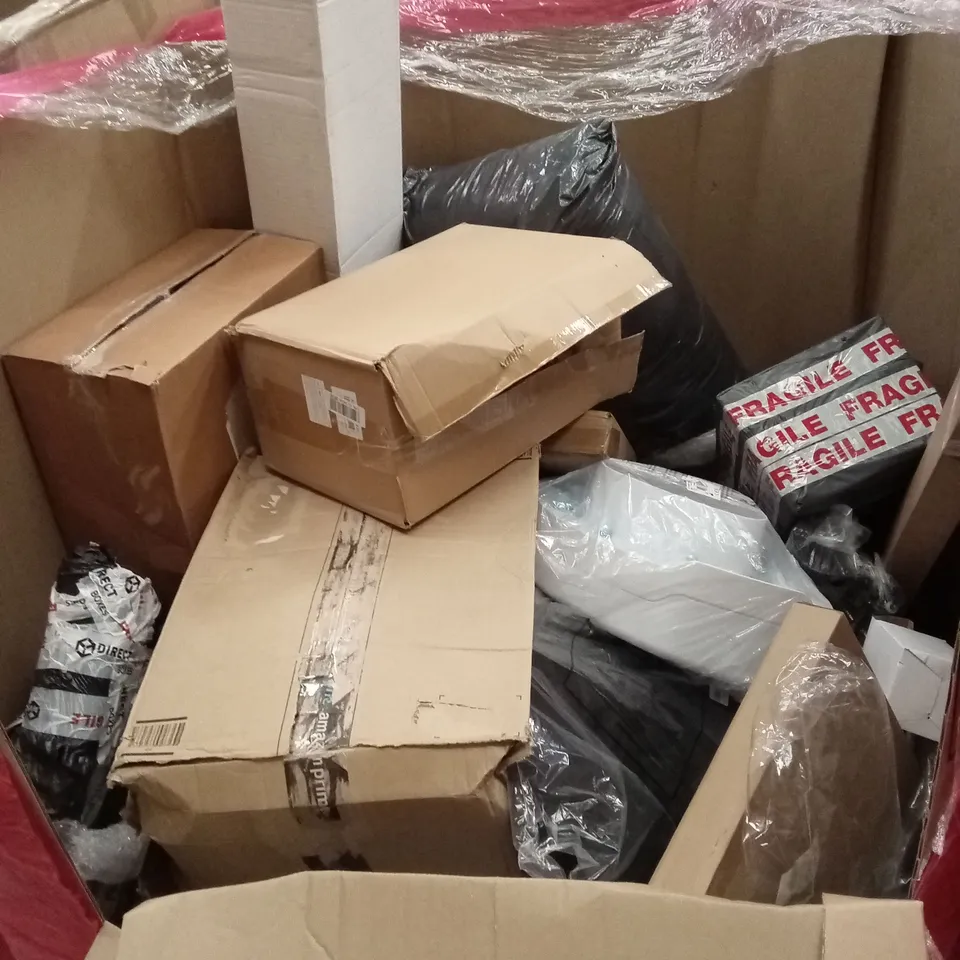 PALLET OF ASSORTED HOUSEHOLD GOODS AND PRODUCTS TO INCLUDE; GLASS JARS, WALKING CANE/STICK AID, BEDROOM ITEMS ETC