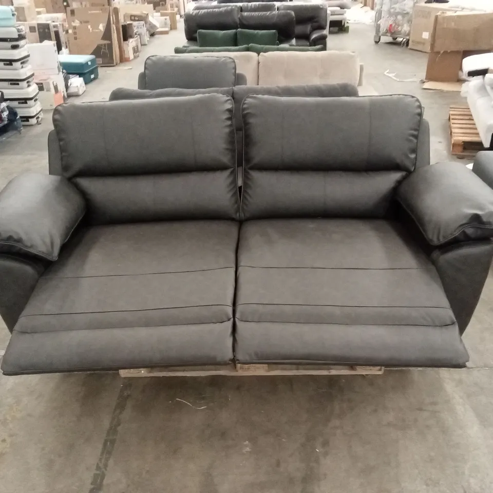 SEVILLE 3 SEATER RECLINER SOFA, GREY PREMIUM FAUX LEATHER