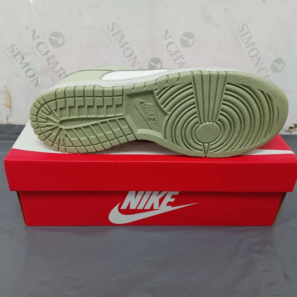 BOXED PAIR OF DUNK LOW NEXT NATURE TRAINERS IN OLIVE SIZE 7