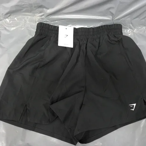 GYMSHARK PINTUCK SHORTS IN BLACK - SMALL