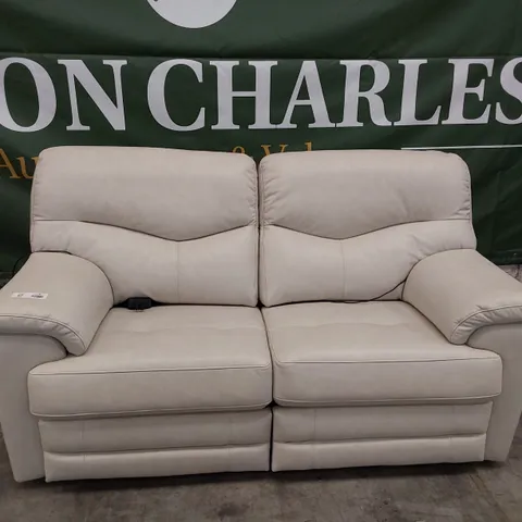 QUALITY BRITISH DESIGNER G PLAN STRATFORD POWER RECLINING TWO SEATER SOFA REGENT CHALK LEATHER