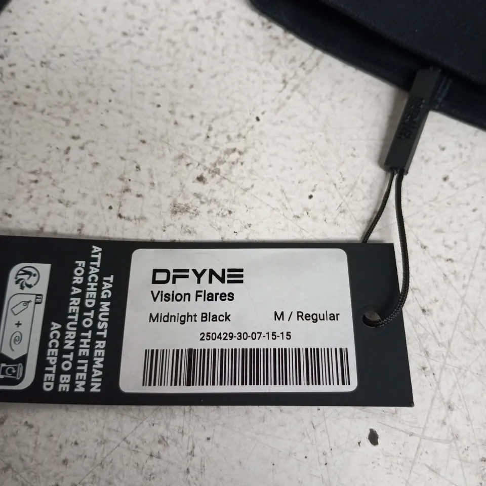DFYNE VISION FLARES – MIDNIGHT BLACK TROUSERS, SIZE M (REGULAR)