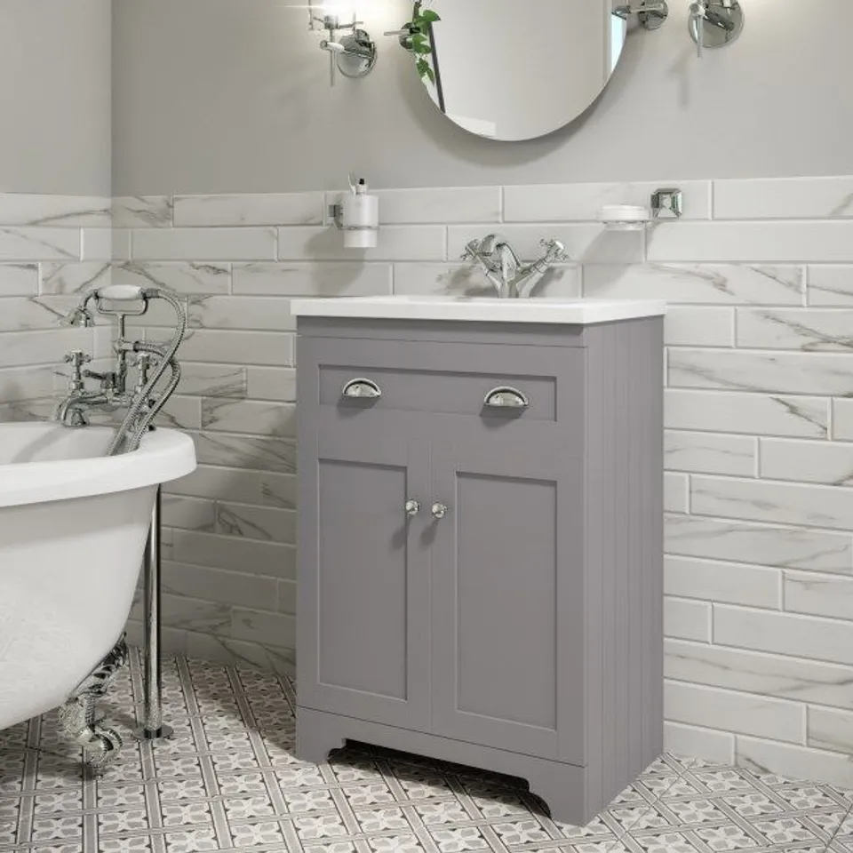 BOXED BAXENDEN 600MM MATT GREY FLOORSTANDING VANITY UNIT