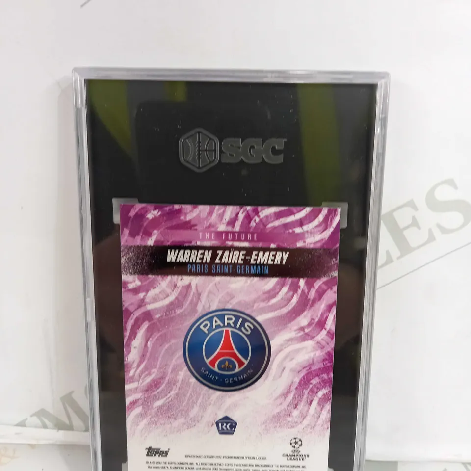 SGC 2022 TOPPS X BELLINGHAM WARREN ZAIRE - EMERY PLATINUM EUFA THE FUTURE AUTO PURPLE 8/25 - GRADE 10